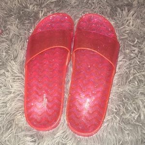Pink glitter jelly slides
